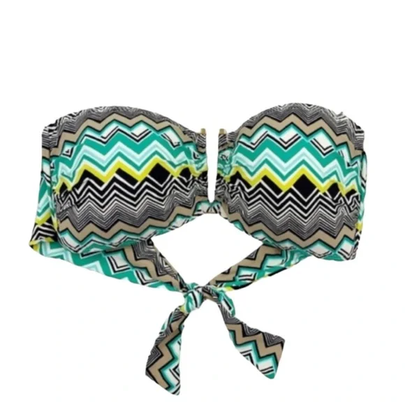 La Blanca Emerald Sahara Chevron Bandeau Bikini Top with Removable Strap - Picture 3 of 10